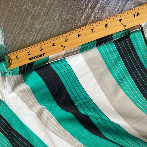 O'Neill Swim Trunks Adult 30 Green Black Striped Mens Bathing Suit Board Shorts - Picture 16 of 16